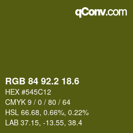 カラーコード: RGB 84 92.2 18.6 | qconv.com
