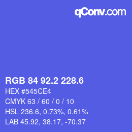 カラーコード: RGB 84 92.2 228.6 | qconv.com