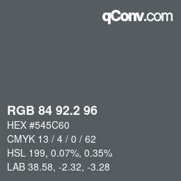 カラーコード: RGB 84 92.2 96 | qconv.com