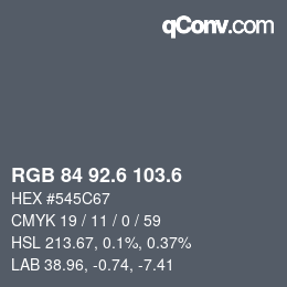 カラーコード: RGB 84 92.6 103.6 | qconv.com