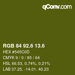 カラーコード: RGB 84 92.6 13.6 | qconv.com