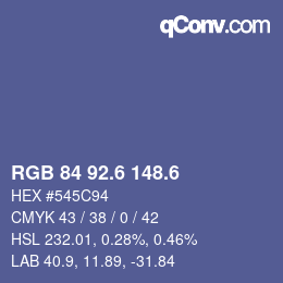 カラーコード: RGB 84 92.6 148.6 | qconv.com