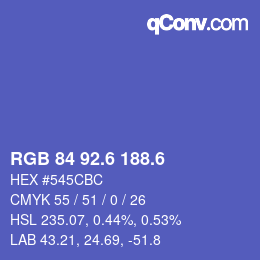 カラーコード: RGB 84 92.6 188.6 | qconv.com