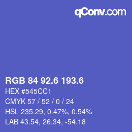 カラーコード: RGB 84 92.6 193.6 | qconv.com
