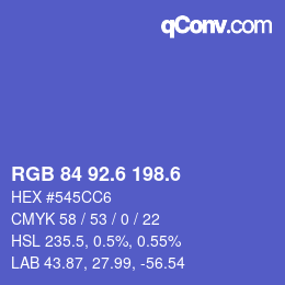 カラーコード: RGB 84 92.6 198.6 | qconv.com