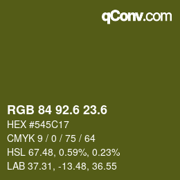 カラーコード: RGB 84 92.6 23.6 | qconv.com