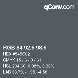 カラーコード: RGB 84 92.6 98.6 | qconv.com