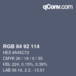 Color code: RGB 84 92 114 | qconv.com