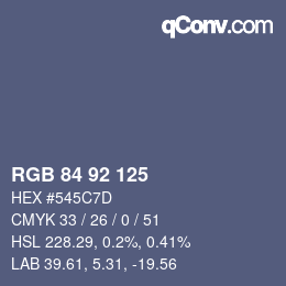 Color code: RGB 84 92 125 | qconv.com
