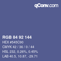 カラーコード: RGB 84 92 144 | qconv.com