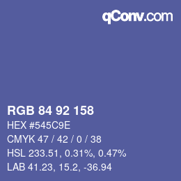 カラーコード: RGB 84 92 158 | qconv.com