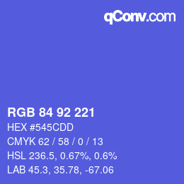 颜色代码: RGB 84 92 221 | qconv.com