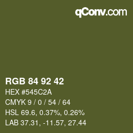 颜色代码: RGB 84 92 42 | qconv.com