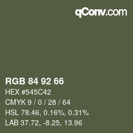 颜色代码: RGB 84 92 66 | qconv.com