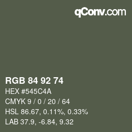 Color code: RGB 84 92 74 | qconv.com