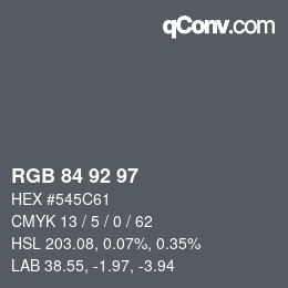 カラーコード: RGB 84 92 97 | qconv.com