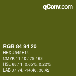 Color code: RGB 84 94 20 | qconv.com