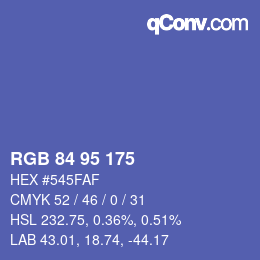 カラーコード: RGB 84 95 175 | qconv.com