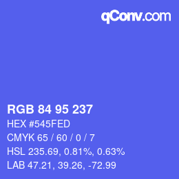 カラーコード: RGB 84 95 237 | qconv.com