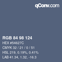 Farbcode: RGB 84 98 124 | qconv.com