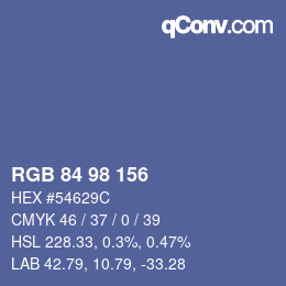 Código de color: RGB 84 98 156 | qconv.com