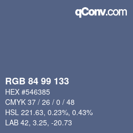 Farbcode: RGB 84 99 133 | qconv.com
