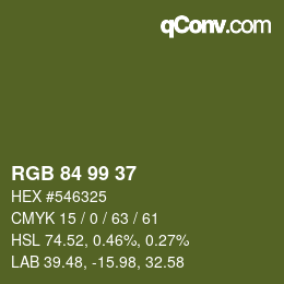カラーコード: RGB 84 99 37 | qconv.com