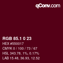 カラーコード: RGB 85.1 0 23 | qconv.com