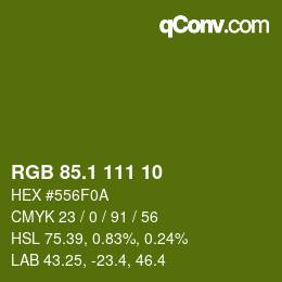 カラーコード: RGB 85.1 111 10 | qconv.com