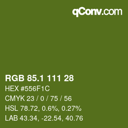 カラーコード: RGB 85.1 111 28 | qconv.com