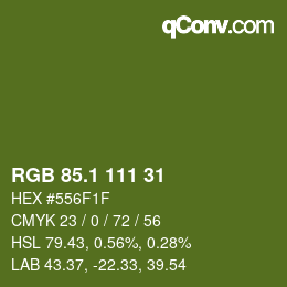 カラーコード: RGB 85.1 111 31 | qconv.com