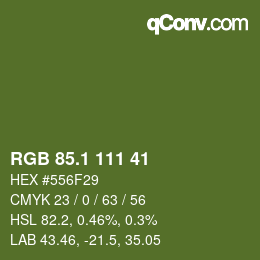 カラーコード: RGB 85.1 111 41 | qconv.com
