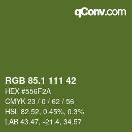 カラーコード: RGB 85.1 111 42 | qconv.com