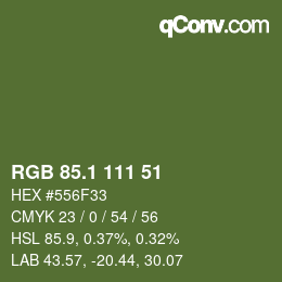 カラーコード: RGB 85.1 111 51 | qconv.com