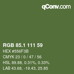 カラーコード: RGB 85.1 111 59 | qconv.com