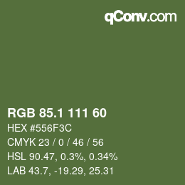 カラーコード: RGB 85.1 111 60 | qconv.com