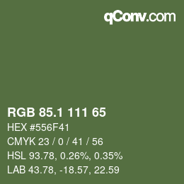 カラーコード: RGB 85.1 111 65 | qconv.com