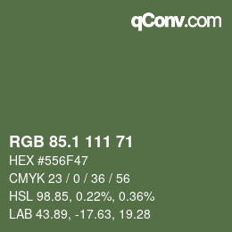 Color code: RGB 85.1 111 71 | qconv.com