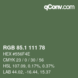 Color code: RGB 85.1 111 78 | qconv.com