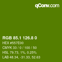 カラーコード: RGB 85.1 126.8 0 | qconv.com