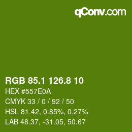 カラーコード: RGB 85.1 126.8 10 | qconv.com