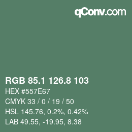 カラーコード: RGB 85.1 126.8 103 | qconv.com