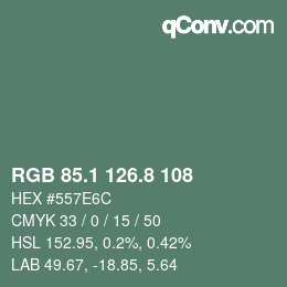 カラーコード: RGB 85.1 126.8 108 | qconv.com