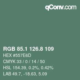 カラーコード: RGB 85.1 126.8 109 | qconv.com