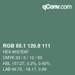 カラーコード: RGB 85.1 126.8 111 | qconv.com