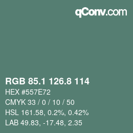 Color code: RGB 85.1 126.8 114 | qconv.com