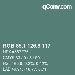 Color code: RGB 85.1 126.8 117 | qconv.com