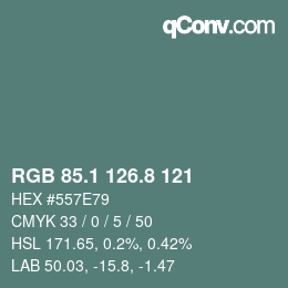 Color code: RGB 85.1 126.8 121 | qconv.com