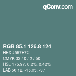 Color code: RGB 85.1 126.8 124 | qconv.com