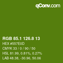 カラーコード: RGB 85.1 126.8 13 | qconv.com